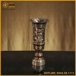 Ống hương đồng đỏ khảm ngũ sắc