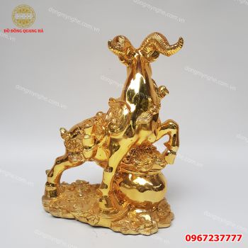 Tượng Dê Bằng Đồng Phong Thủy Mạ Vàng 24K Cao Cấp, Sang Trọng