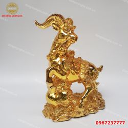 Tượng Dê Bằng Đồng Phong Thủy Mạ Vàng 24K Cao Cấp, Sang Trọng