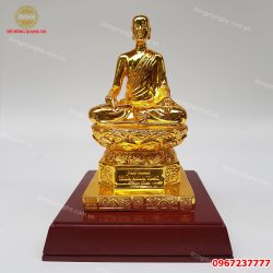 Tượng đồng Phật hoàng Trần Nhân Tông mạ vàng 24k cao 21cm