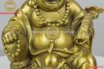 Tượng Phật Di Lặc cưỡi thiềm thừ bằng đồng vàng cao 14cm