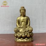 Tượng Phật A Di Đà ngồi thiền bằng đồng vàng cao 30cm