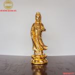 Tượng Phật Quan Âm đứng bằng đồng thếp vàng 9999