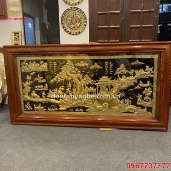 Tranh đồng quê bằng đồng mạ vàng 24k tinh xảo