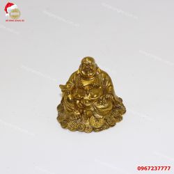 Tượng Di Lặc để xe ô tô bằng đồng vàng cao 5cm