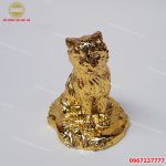Tượng mèo phong thủy bằng đồng mạ vàng cao cấp