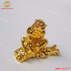 Tượng khỉ phong thủy bằng đồng mạ vàng 24k