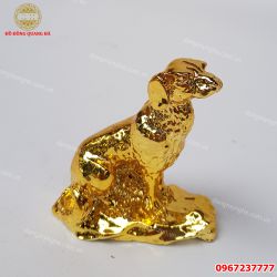 Tượng chó phong thủy bằng đồng mạ vàng 24k tinh xảo