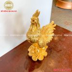 Tượng gà trống bằng đồng mạ vàng 24k cỡ lớn