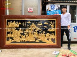 Tranh đồng vinh quy bái tổ dát vàng kích thước 2m3