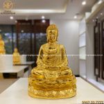 Tượng Phật Thích Ca đẹp bằng đồng cao 47 cm dát vàng