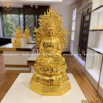 Tượng Phật A Di Đà bằng đồng cao 67cm dát vàng tinh xảo