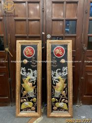 Tranh Lý Ngư Vọng Nguyệt mạ tam khí khung liền đồng 1m2