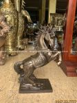 Tượng ngựa phong thủy đồng vàng cát tút hun giả cổ cao 60cm