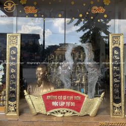 Bộ cuốn thư câu đối bằng đồng hàng đặt 1m76 tinh xảo