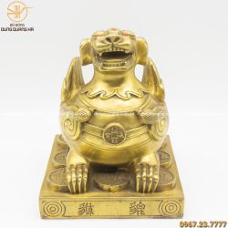 Tượng Tỳ Hưu phong thủy bằng đồng vàng cao 25cm (cả đế)