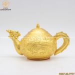 Ấm trà bằng đồng mạ vàng cao 10cm - quà tặng cao cấp