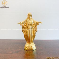 Tượng Chúa bằng đồng dát vàng 9999 cao 40cm đẹp tôn nghiêm