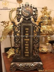 Mẫu bài vị thờ gia tiên đẹp bằng đồng khảm ngũ sắc