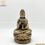 Tượng Phật Bà Quan Âm bằng đồng đỏ hun cao 26cm cổ kính