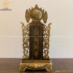Mẫu bài vị thờ cúng cửu huyền thất tổ cao 44cm đồng vàng hun