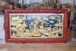 Bức tranh Vinh Quy Bái Tổ đẹp bằng đồng khung gỗ tứ quý