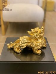 Con Tỳ Hưu phong thủy bằng đồng 25x15cm thếp vàng 9999