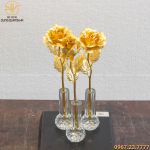 Hoa hồng lưu niệm mạ vàng độc đáo - Quà tặng ý nghĩa 