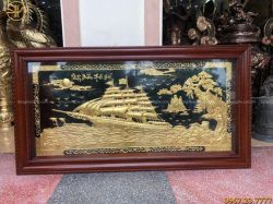 Tranh đồng Thuận Buồm Xuôi Gió thếp vàng kích thước 1m7x90cm