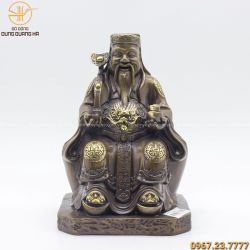 Tượng Thần Tài bằng đồng vàng hun kích thước 25 x 17cm