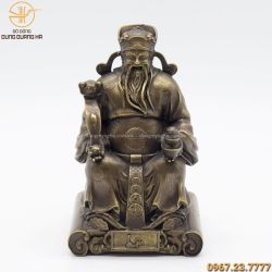 Tượng Thần Tài đẹp bằng đồng hun nâu kích thước 19 x 12cm
