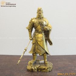 Tượng ông Quan Công đứng 39x10cm cầm vàng và đao nặng 3,6kg