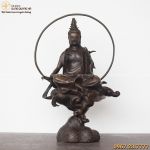 Tượng Phật Quan Âm Tự Tại bằng đồng vàng hun cao 45cm