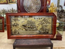 Tranh Thuận Buồm Xuôi Gió kích thước 1m7 x 90cm xước giả cổ
