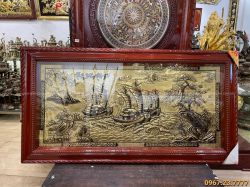 Bức tranh Thuận Buồm Xuôi Gió xước giả cổ độc đáo 1m7 x 90cm