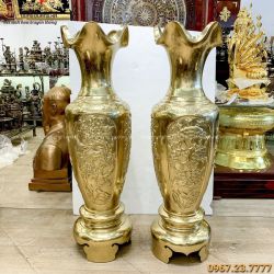 Đôi lọ lộc bình phong thủy bằng đồng catut cao 1m27