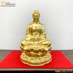 Tượng Phật A Di Đà cao 25cm bằng đồng thếp vàng tôn nghiêm