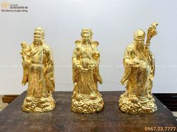 Bộ tượng Phúc Lộc Thọ bằng đồng dát vàng 9999 tinh xảo