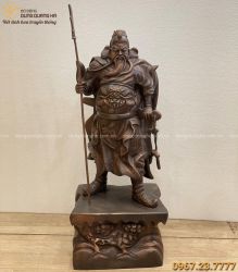 Tượng Quan Công bằng đồng đỏ hun giả cổ tinh xảo cao 70cm