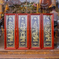 Bộ tranh tứ quý Xuân Hạ Thu Đông đẹp bằng đồng vàng nền đen