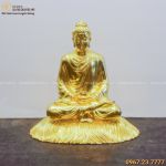 Tượng Phật Thích Ca ngồi thiền trên rơm bằng đồng dát vàng