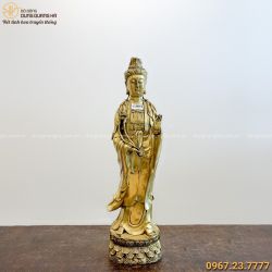 Tượng Phật Đại Thế Chí Bồ Tát tinh xảo bằng đồng vàng 62x16cm