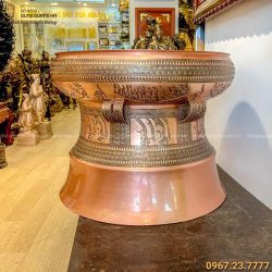 Quả trống đồng Ngọc Lũ vân chìm tinh xảo bằng đồng đỏ