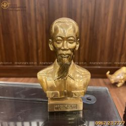Tượng chân dung Bác Hồ cao 17cm bằng đồng vàng catut