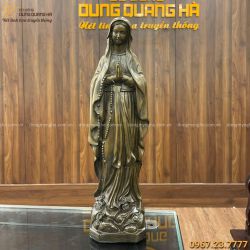 Tượng Đức Mẹ ban ơn cao 40 cm bằng đồng vàng hun giả cổ