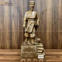Tượng Lê Lợi bằng đồng khảm tam khí oai nghiêm cao 40cm