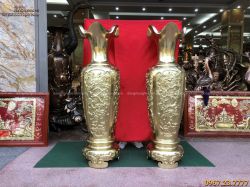 Lọ lục bình nội thất độc đáo bằng đồng vàng catut cao 1m47