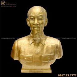 Tượng chân dung Bác Hồ tinh xảo bằng đồng vàng catut cao 81cm