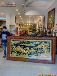 Tranh đồng Mã Đáo Thành Công mạ vàng khung gỗ gụ 2m3 x 1m2