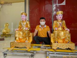 Tượng Ông Hoàng Bảy và Ông Hoàng Mười đồng đỏ thếp vàng cao 80cm